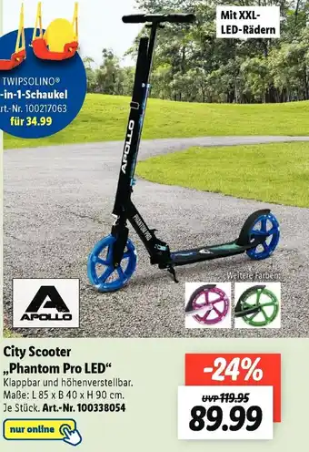 Lidl Apollo City Scooter ,,Phantom Pro LED" Angebot