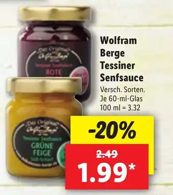 Lidl Wolfram, Berge Tessiner Senfsauce 60 ml Glas Angebot