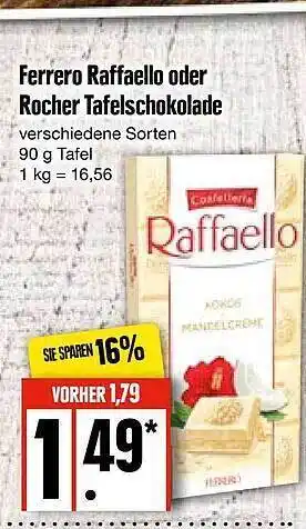 E-Center Ferrero Raffaello Oder Rocher Tafelschokolade Angebot