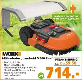 Globus Baumarkt Worx Mähroboter ,,Landroid M500 Plus" Angebot