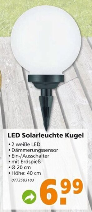 Globus Baumarkt LED Solarleuchte Kugel Angebot