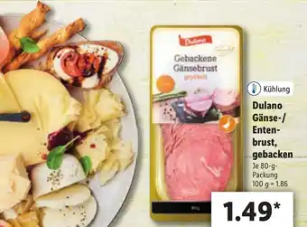 Lidl Dulano Gänse-/Entenbrust gebacken 80 g Angebot