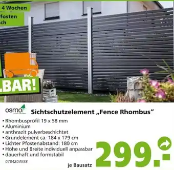 Globus Baumarkt Osmo Sichtschutzelement ,,Fence Rhombus" Angebot