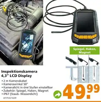 Globus Baumarkt Inspektionskamera 4,3" LCD Display Angebot