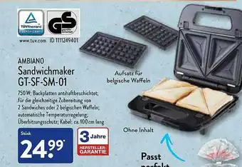 Aldi Nord Ambiano Sandwichmaker Gt-sf-sm-01 Angebot