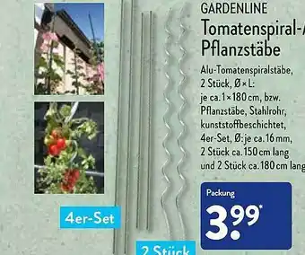 Aldi Nord Gardenline Tomatenspiral- Pflanzstäbe Angebot