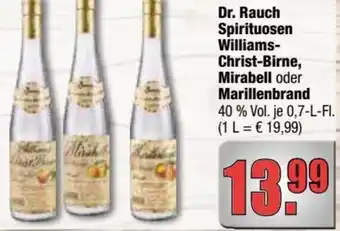 alldrink Dr. Rauch Spirituosen Williams Christ Birne, Mirabell oder Marillenbrand 0,7 L-Fl. Angebot