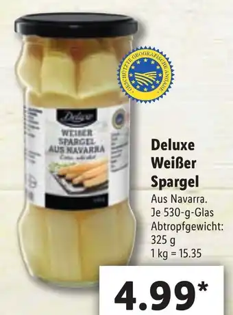 Lidl Deluxe Weiẞer Spargel 530 g Glas Angebot