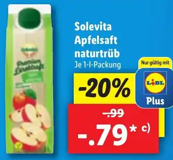 Lidl Solevita Apfelsaft naturtrüb 1L Angebot