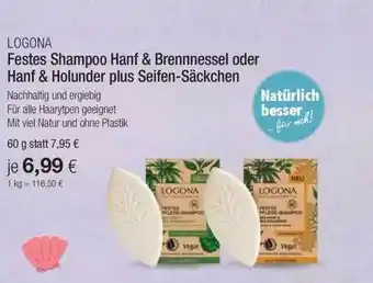 Vitalia Logona Festes Shampoo Hanf & Brennessel Oder Hanf & Holunder Plus Seifen-säckchen Angebot