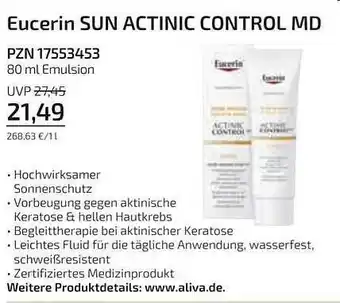 Aliva Eucerin Sun Actinic Control Md Angebot