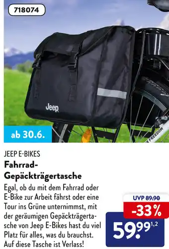 Aldi Süd Jeep E-Bikes Fahrrad Gepäckträgertasche Angebot