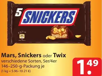 Famila Nord Ost Mars, Snickers oder Twix 146-250 g Packung Angebot