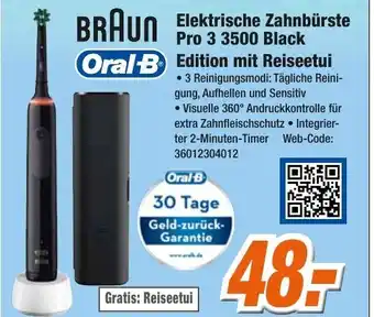 Expert Klein Braun Elektrische Zahnbürste Pro 3 3500 Black Edition mit Reiseetui Angebot