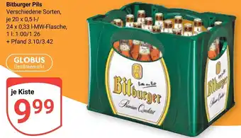 Globus Bitburger Pils 20x0,5L/24x0,33 L Angebot