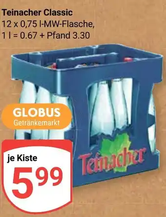 Globus Teinacher Mineralwasser 12x0,75 L-MW Flasche Angebot