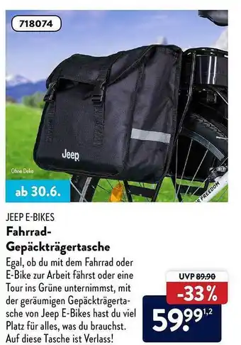 Aldi Nord Jeep E-bikes Fahrrad-gepäckträgertasche Angebot