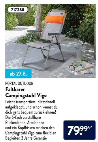 Aldi Nord Portal Outdoor Faltbarer Campingstuhl Vigo Angebot