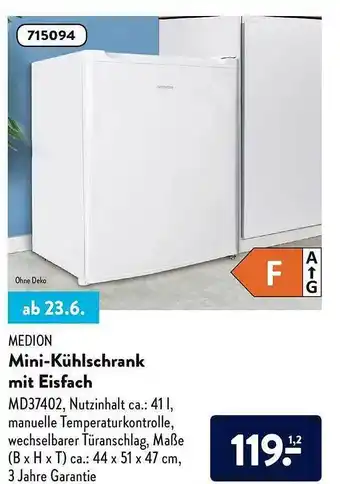 Aldi Nord Medion Mini-kühlschrank Mit Eisfach Angebot