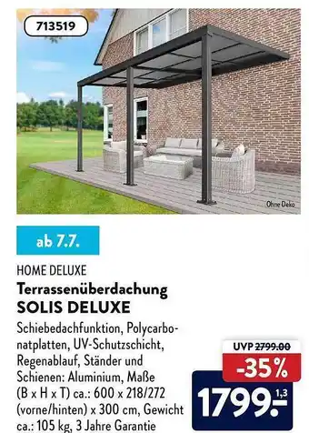 Aldi Nord Home Deluxe Terrassenüberdachung Solis Deluxe Angebot