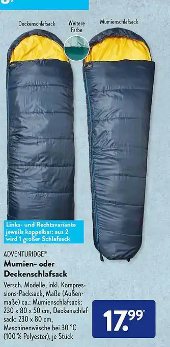 Aldi Süd Adventuridge Mumien- Oder Deckenschlafsack Angebot