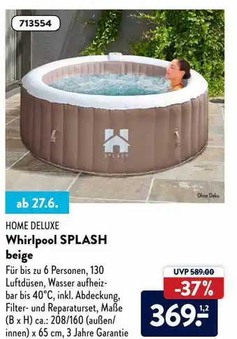 Aldi Süd Home Deluxe Whirlpool Splash Beige Angebot