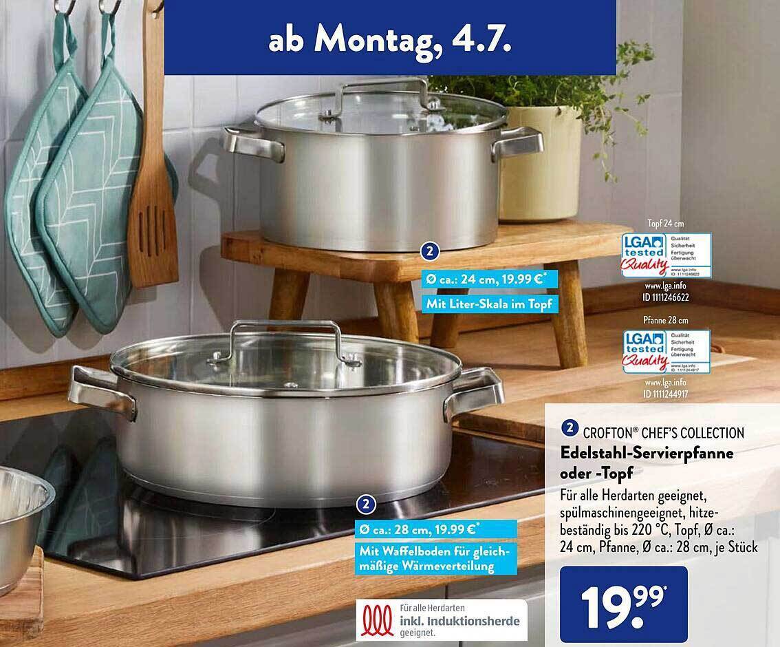Crofton Chef's Collection Edelstahlservierpfanne Oder topf Angebot
