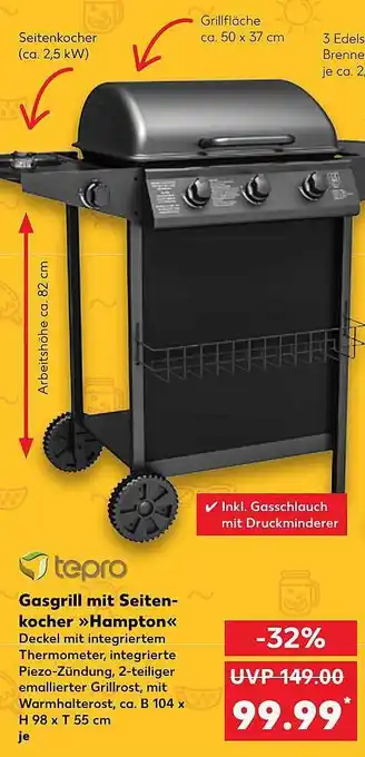 Kaufland Tepro Gasgrill Mit Seitenkocher „hampton“ Angebot