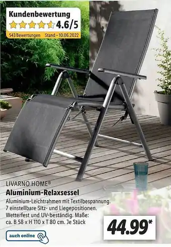 Lidl Livarno Home Aluminium-relaxsessel Angebot