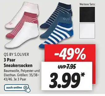 Lidl Qs By S.oliver 3 Paar Sneakersocken Angebot