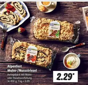 Lidl Alpenfest Mohn- Nussstriezel Angebot