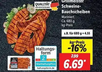 Lidl Grillmeister Schweine-bauchscheiben Angebot