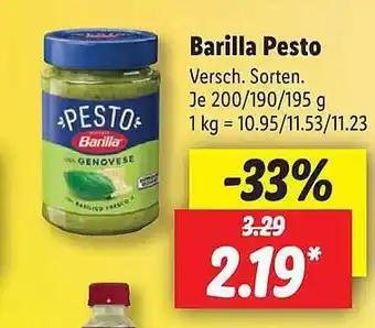 Lidl Barilla Pesto Versch. Sorten Angebot