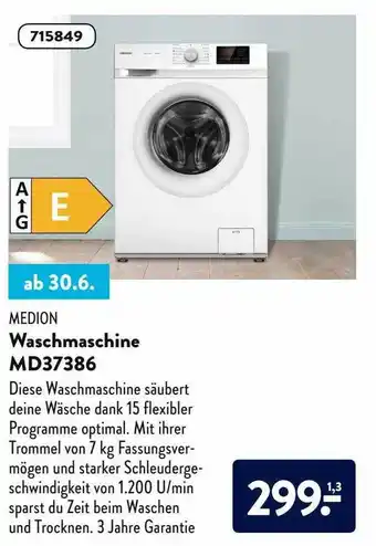 Aldi Süd Medion Waschmaschine Md37386 Angebot