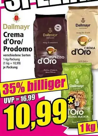 Norma Dallmayr Crema D'oro Oder Prodomo Angebot