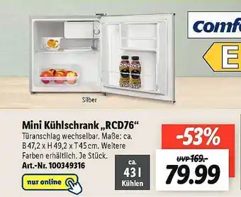 Lidl Mini Kühlschrank „rcd76“ Angebot