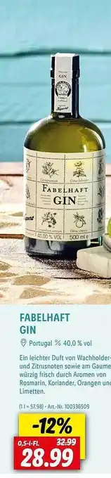 Lidl Fabelhaft Gin Angebot