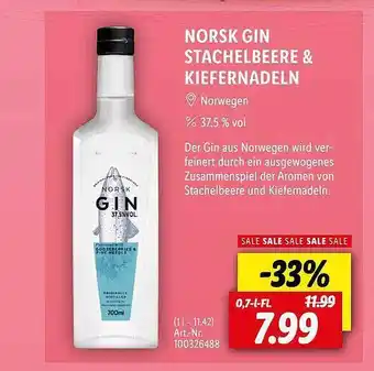 Lidl Norsk Gin Stachelbeere & Kiefernadeln Angebot