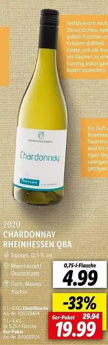 Lidl 2020 Chardonnay Rheinhessen Qba Angebot