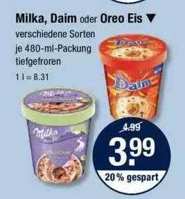 Milka, Daim Oder Oreo Eis Angebot bei V Markt