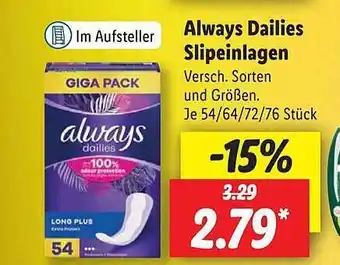 Lidl Always Dailies Slipeinlagen Angebot