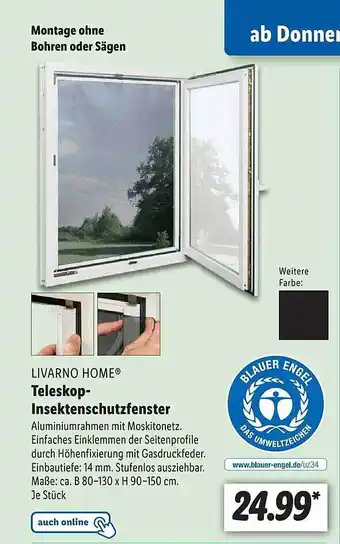 Lidl Livarno Home Teleskop-insektenschutzfenster Angebot