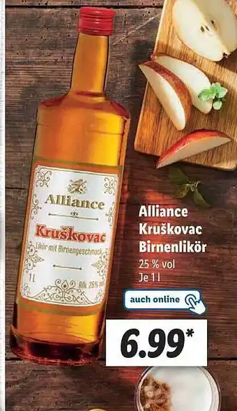 Lidl Alliance Kruškovac Birnenlikör Angebot