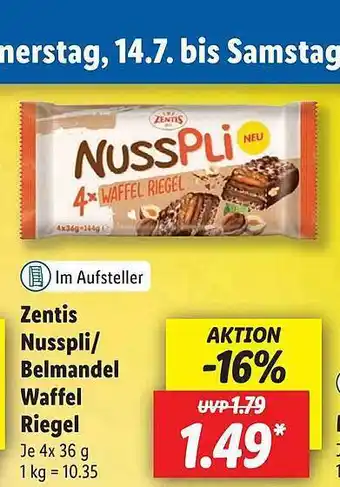 Lidl Zentis Nusspli Oder Belmandel Waffel Riegel Angebot