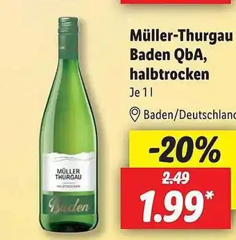 Lidl Müller-thurgau Baden Qba, Halbtrocken Angebot