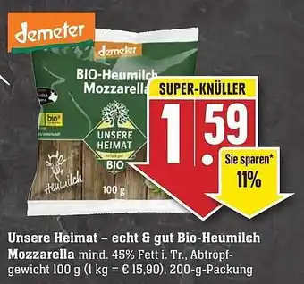 Edeka Unsere Heimat - Echt & Gut Bio-heumilch Mozzarella Angebot