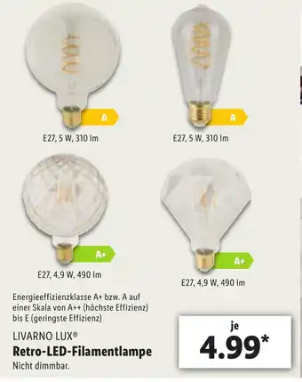 Lidl Livarno Lux Retro LED Filamentlampe Angebot