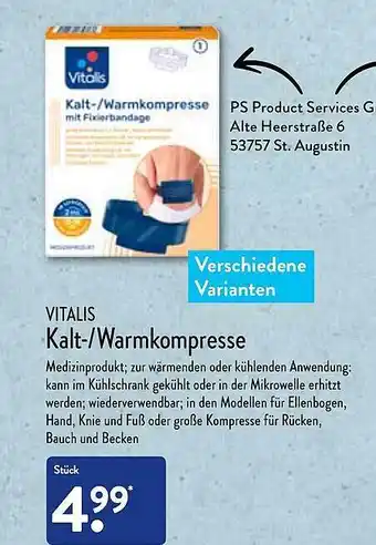 Aldi Nord Vitalis Kalt- Warmkompresse Angebot