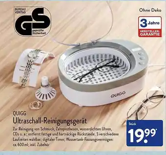 Aldi Nord Quigg Ultraschall-reinigungsgerät Angebot