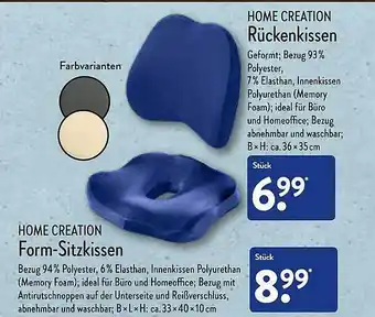 Aldi Nord Home Creation Form-sitzkissen Rückenkissen Angebot